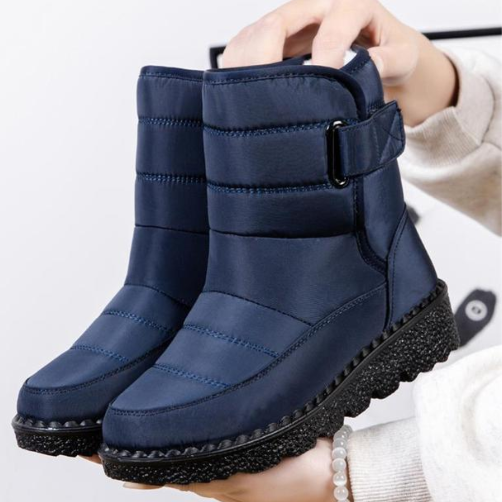 Gewatteerde snowboots voor dames met klittenband en pluche voering