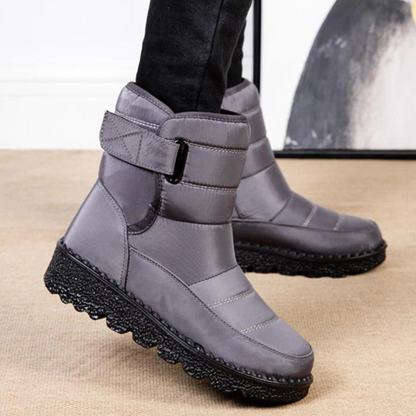 Gewatteerde snowboots voor dames met klittenband en pluche voering