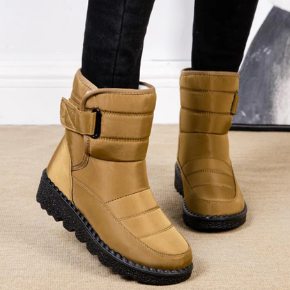 Gewatteerde snowboots voor dames met klittenband en pluche voering