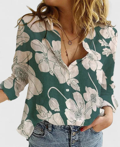 Linnen blouse dames met knoopsluiting en reverskraag - foto 11