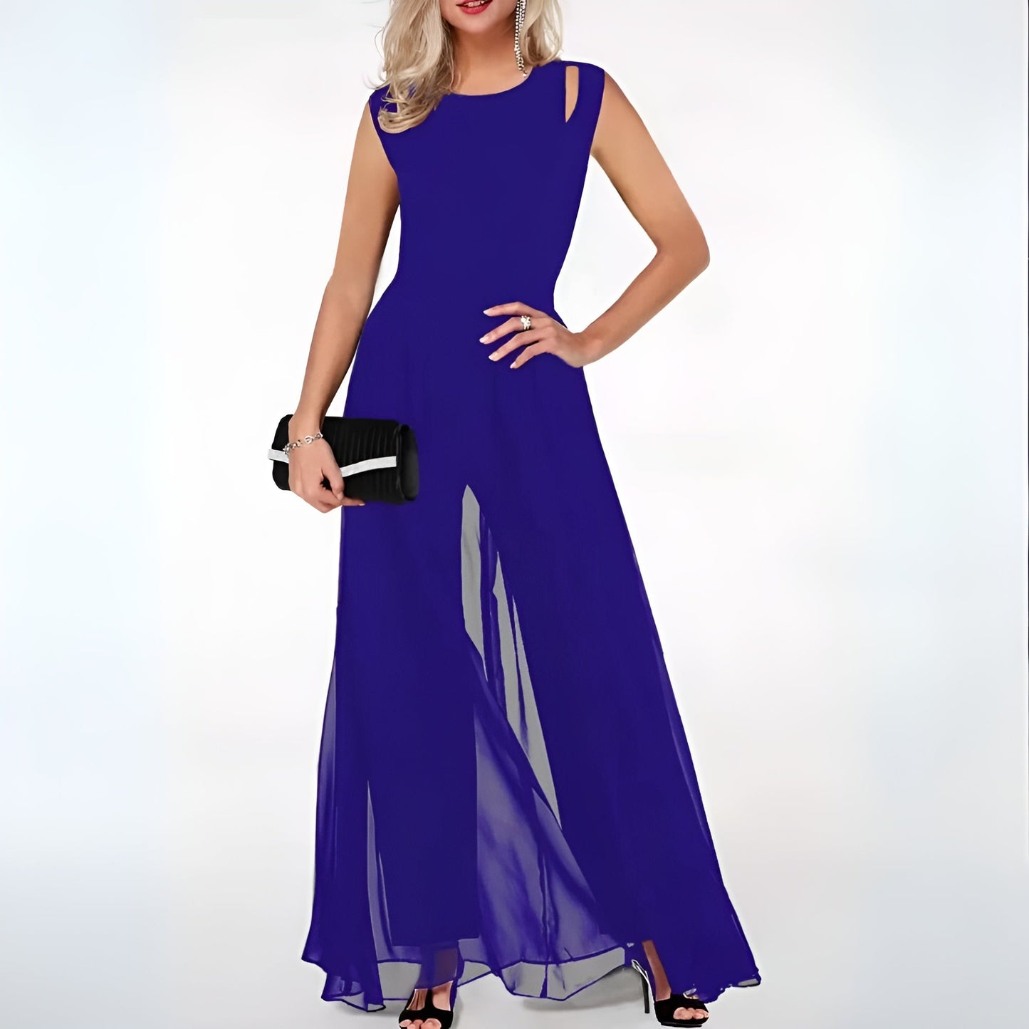 Sandra Jumpsuit - Chiffon - Mouwloos - Elegante Stijl voor Speciale Gelegenheden