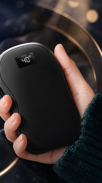 Twee oplaadbare handwarmers die met een magneet aan elkaar klikken, met display - beeld 3