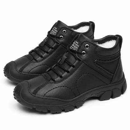 Heren winterboots met rubberen stootrand over de neus en pluche voering - zwart