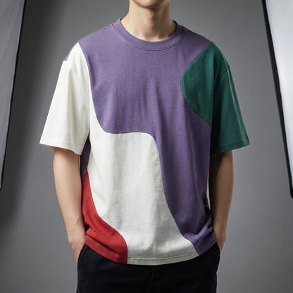 Heren T-shirt met ronde hals en golvende kleurvlakken - beeld 6