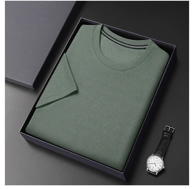 Heren T-shirt met wafelstructuur en ronde hals - beeld 8