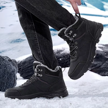 Heren winterwandelschoenen met fleecekraag, gewatteerde tong en grove zool