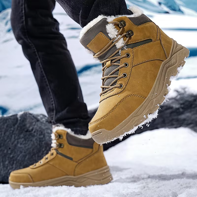 Heren winterwandelschoenen met fleecekraag, gewatteerde tong en grove zool