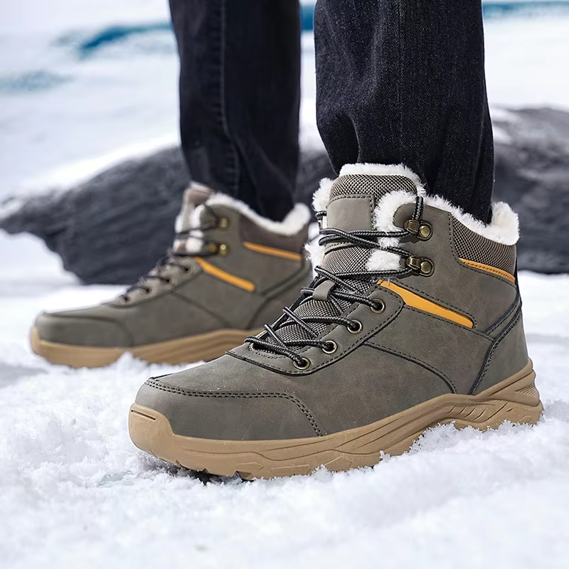 Heren winterwandelschoenen met fleecekraag, gewatteerde tong en grove zool