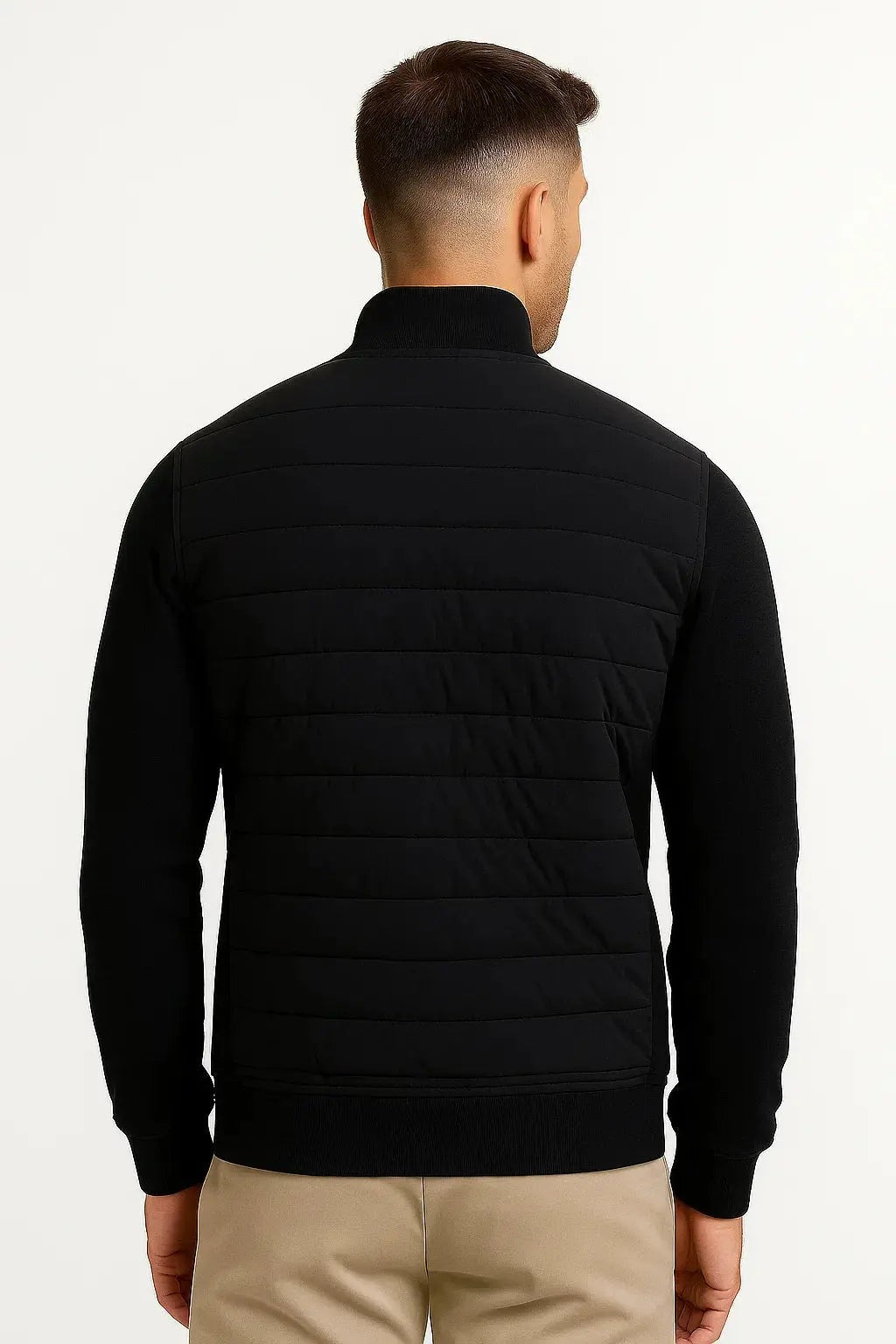 Herenjack met gewatteerd voorpand, tricot mouwen en opstaande kraag - beeld 2