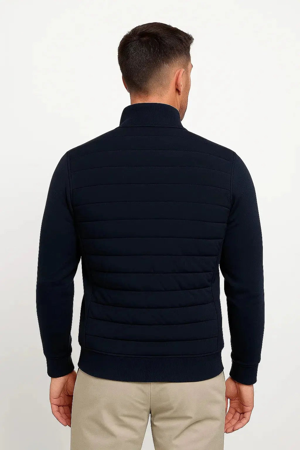 Herenjack met gewatteerd voorpand, tricot mouwen en opstaande kraag - beeld 5