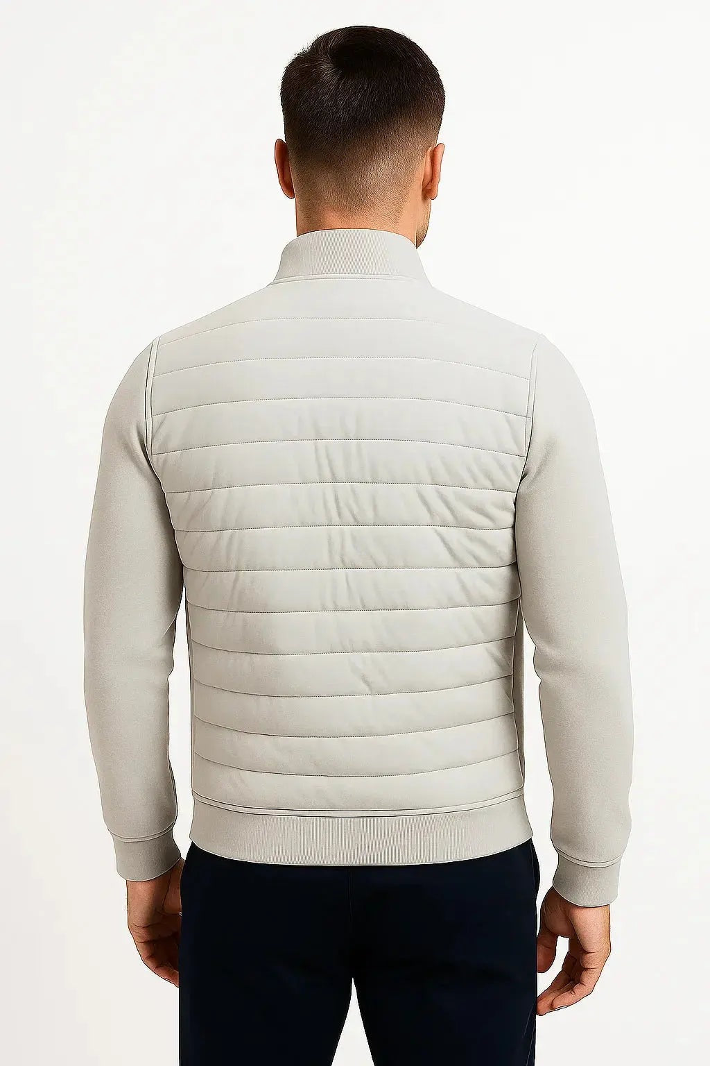 Herenjack met gewatteerd voorpand, tricot mouwen en opstaande kraag - beeld 7