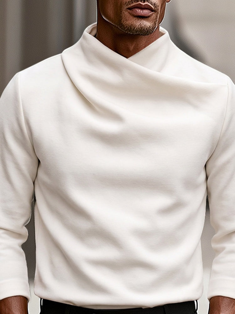 Herenshirt met lange mouwen en gedrapeerde overslagkraag - beeld 5