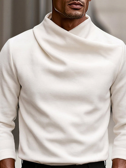 Herenshirt met lange mouwen en gedrapeerde overslagkraag - beeld 5