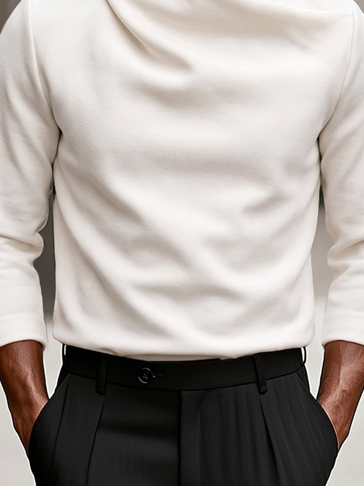 Herenshirt met lange mouwen en gedrapeerde overslagkraag - beeld 6