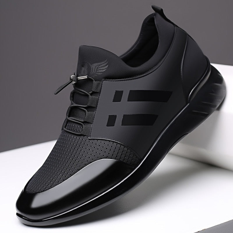 Herensneakers in leerlook met mesh, elastische veters en voetboogsteun - beeld 2