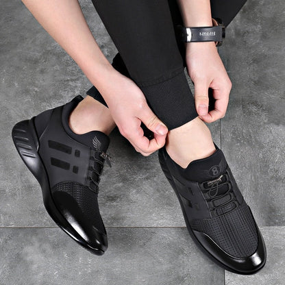 Herensneakers in leerlook met mesh, elastische veters en voetboogsteun - beeld 3