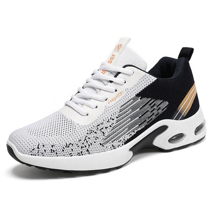 Herensneakers met luchtdemping, voetboogsteun en ademend mesh bovenwerk - wit met zwart