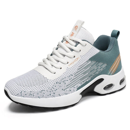Herensneakers met luchtdemping, voetboogsteun en ademend mesh bovenwerk - wit met petrol