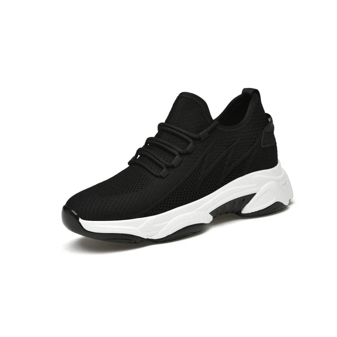 Herensneakers met verborgen verhoging en gebreid bovenwerk