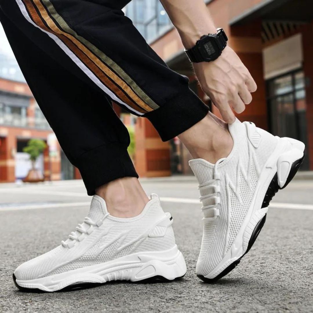 Herensneakers met verborgen verhoging en gebreid bovenwerk