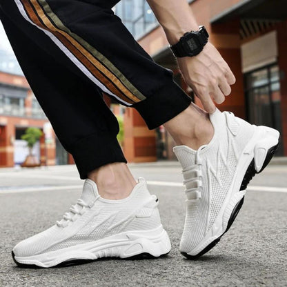 Herensneakers met verborgen verhoging en gebreid bovenwerk