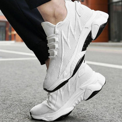 Herensneakers met verborgen verhoging en gebreid bovenwerk