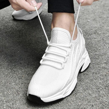 Herensneakers met verborgen verhoging en gebreid bovenwerk