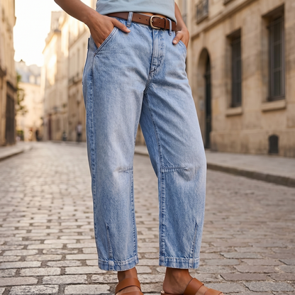 Barrel jeans dames met hoge taille - detailfoto
