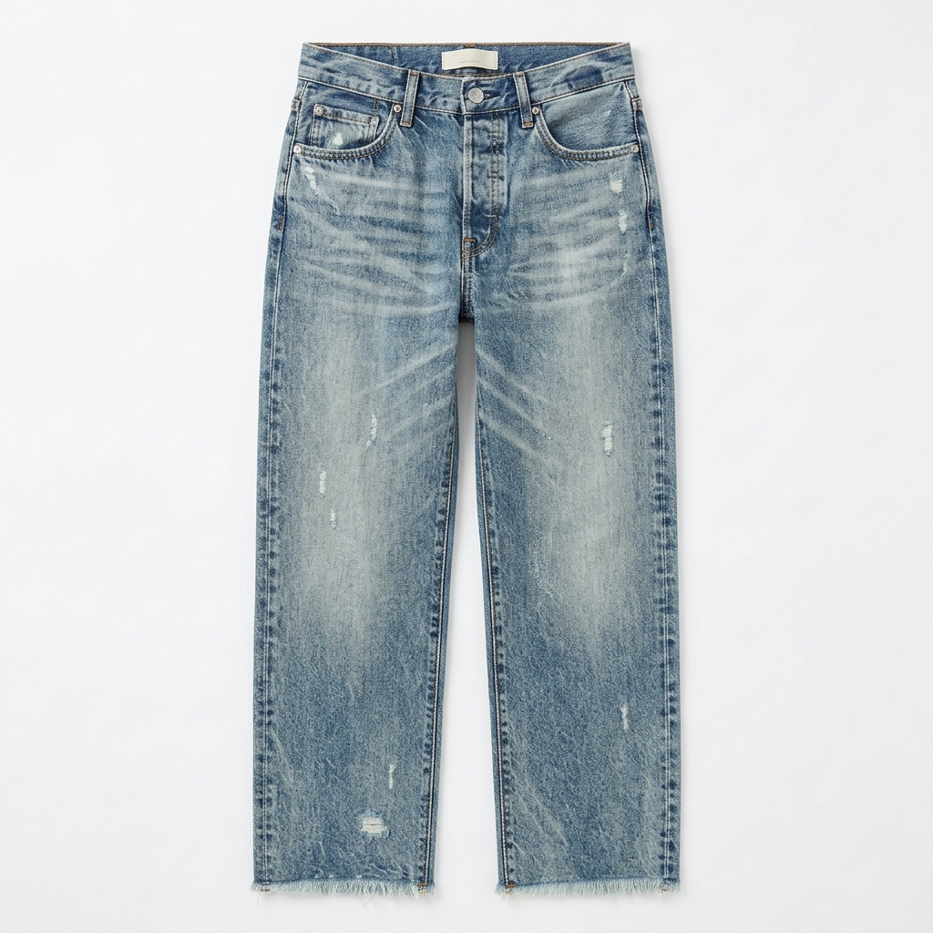 Cropped jeans dames met rafelzoom in Vintage blauw