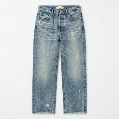 Cropped jeans dames met rafelzoom in Vintage blauw