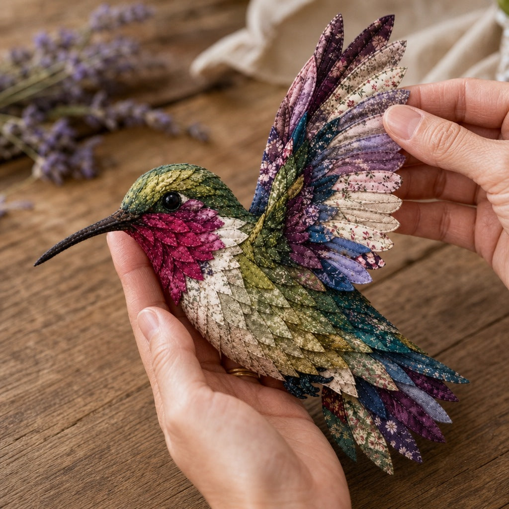 Hobbypakket 3D vogel van stof met gelaagde veren