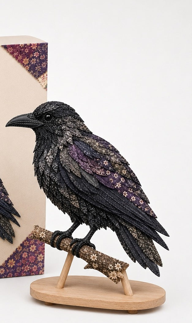 Hobbypakket 3D vogel van stof met gelaagde veren - raaf