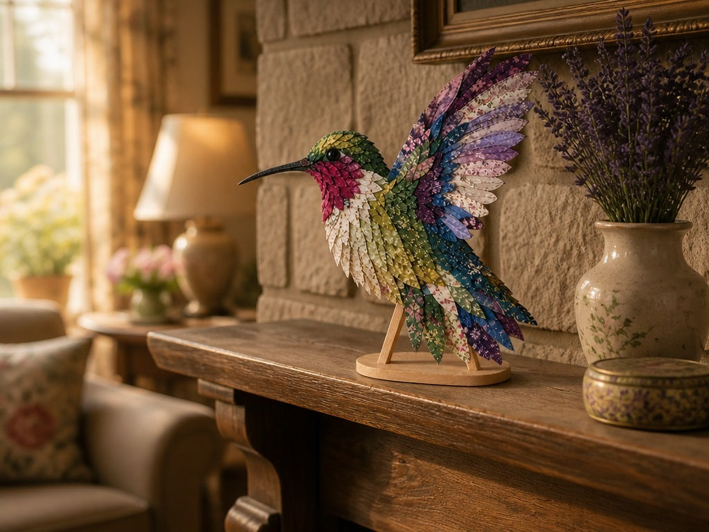 Hobbypakket 3D vogel van stof met gelaagde veren - beeld 4