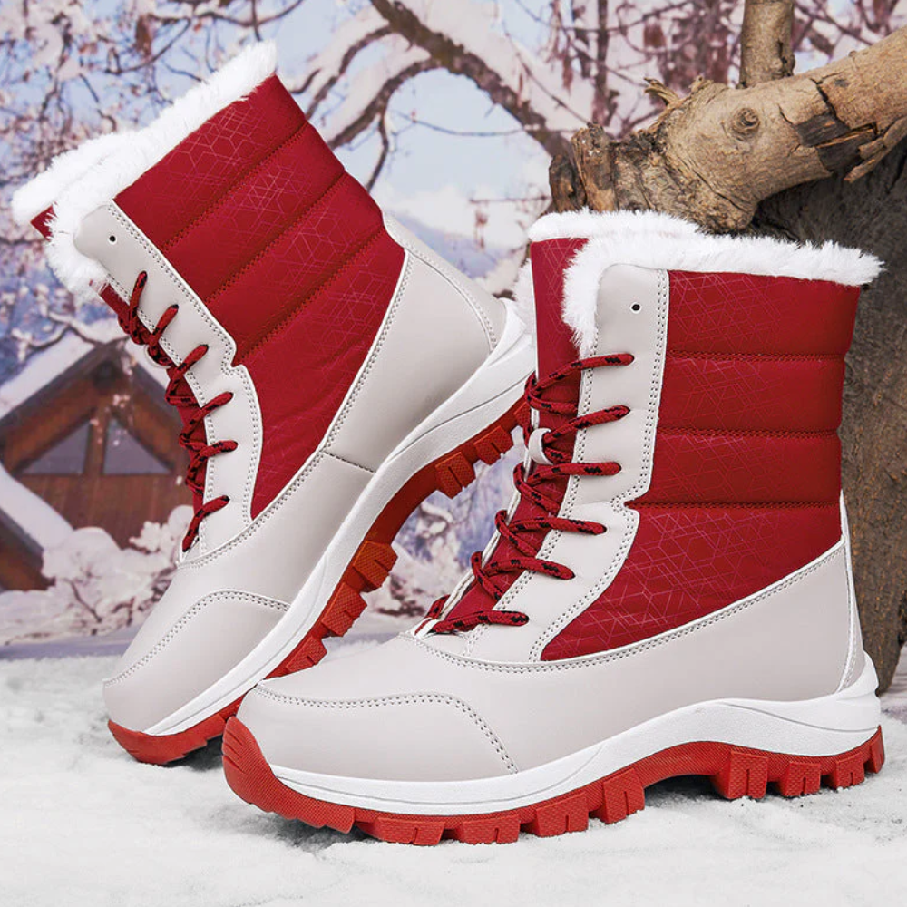 Hoge snowboots voor dames met veters en pluche kraag
