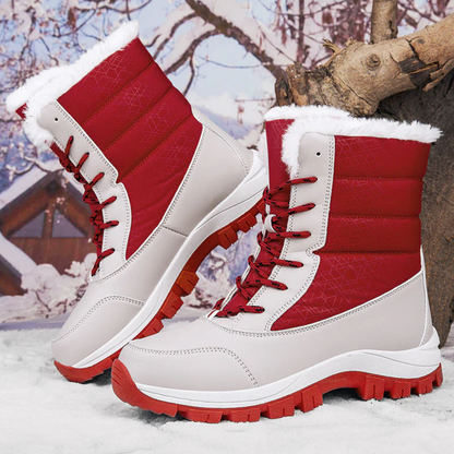 Hoge snowboots voor dames met veters en pluche kraag