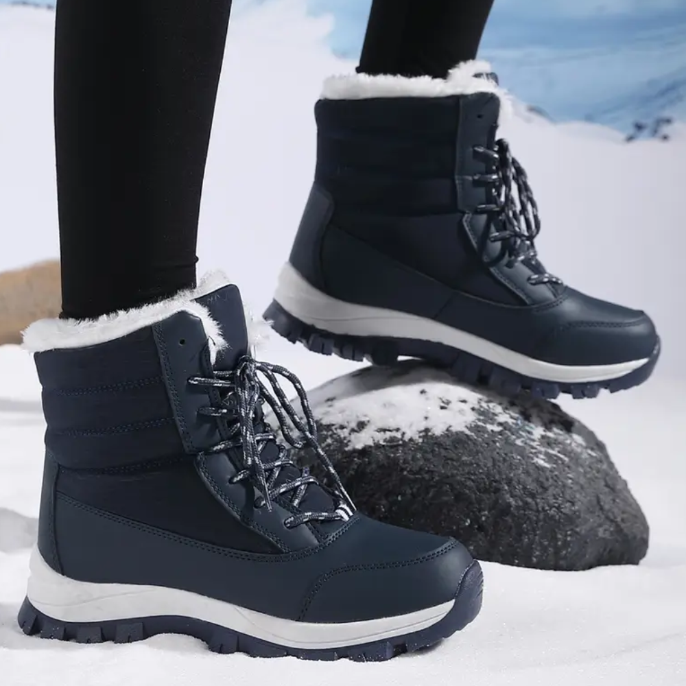 Hoge snowboots voor dames met veters en pluche kraag
