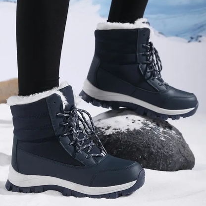 Hoge snowboots voor dames met veters en pluche kraag