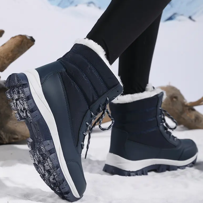 Hoge snowboots voor dames met veters en pluche kraag