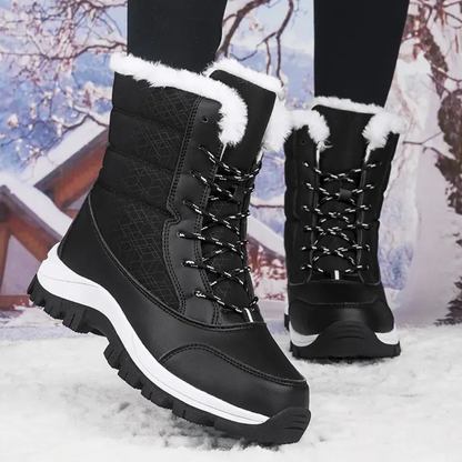 Hoge snowboots voor dames met veters en pluche kraag