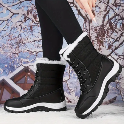 Hoge snowboots voor dames met veters en pluche kraag