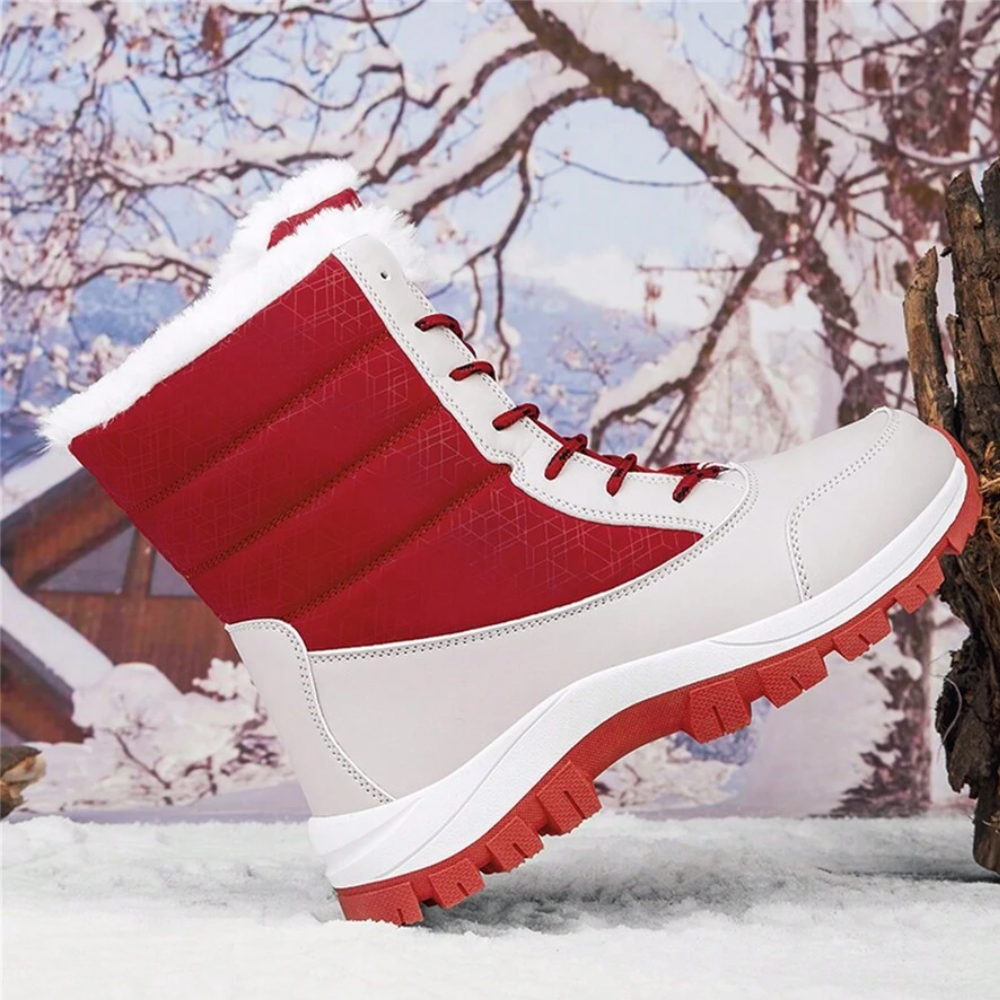 Hoge snowboots voor dames met veters en pluche kraag