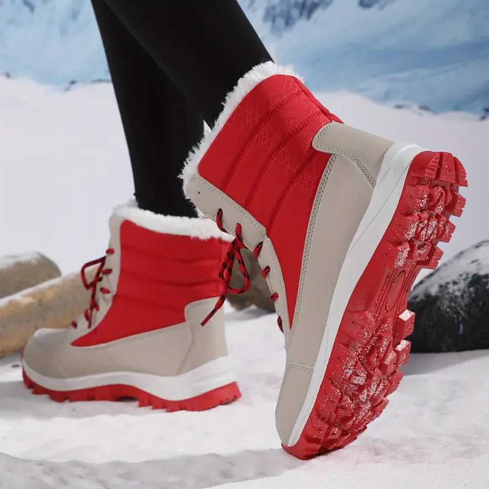 Hoge snowboots voor dames met veters en pluche kraag