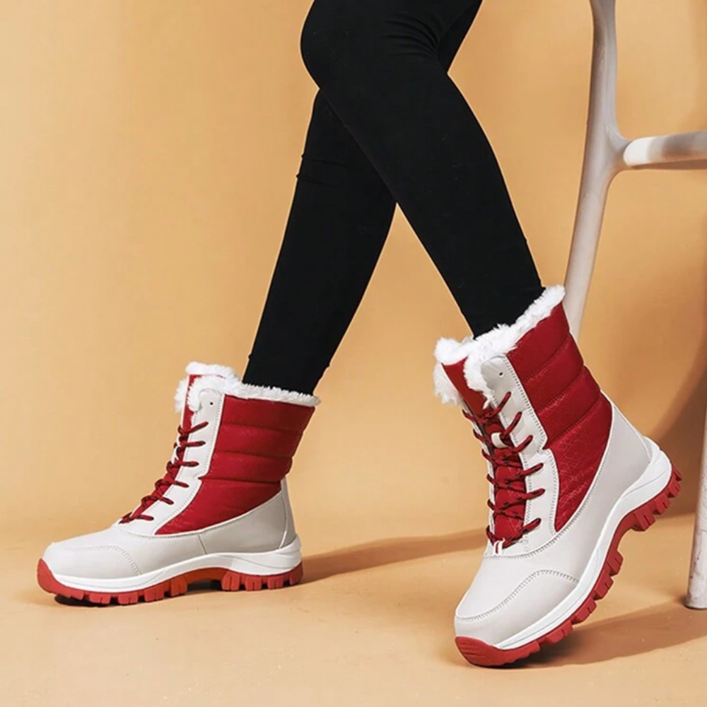 Hoge snowboots voor dames met veters en pluche kraag