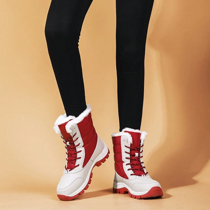 Hoge snowboots voor dames met veters en pluche kraag