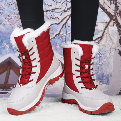 Hoge snowboots voor dames met veters en pluche kraag