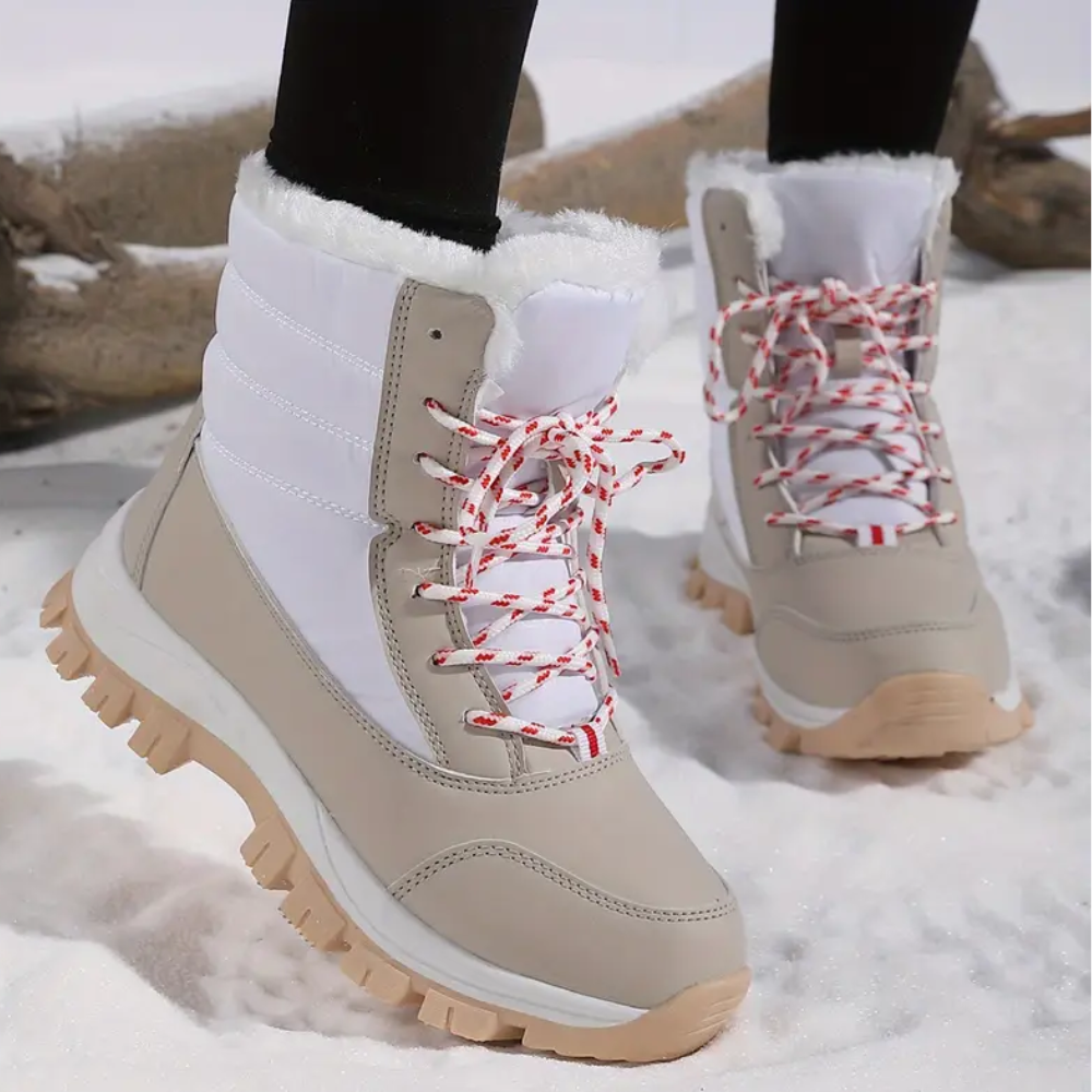 Hoge snowboots voor dames met veters en pluche kraag
