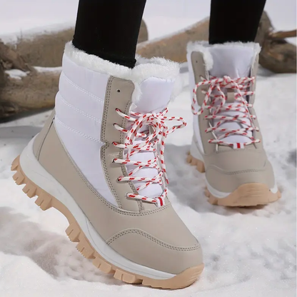 Hoge snowboots voor dames met veters en pluche kraag