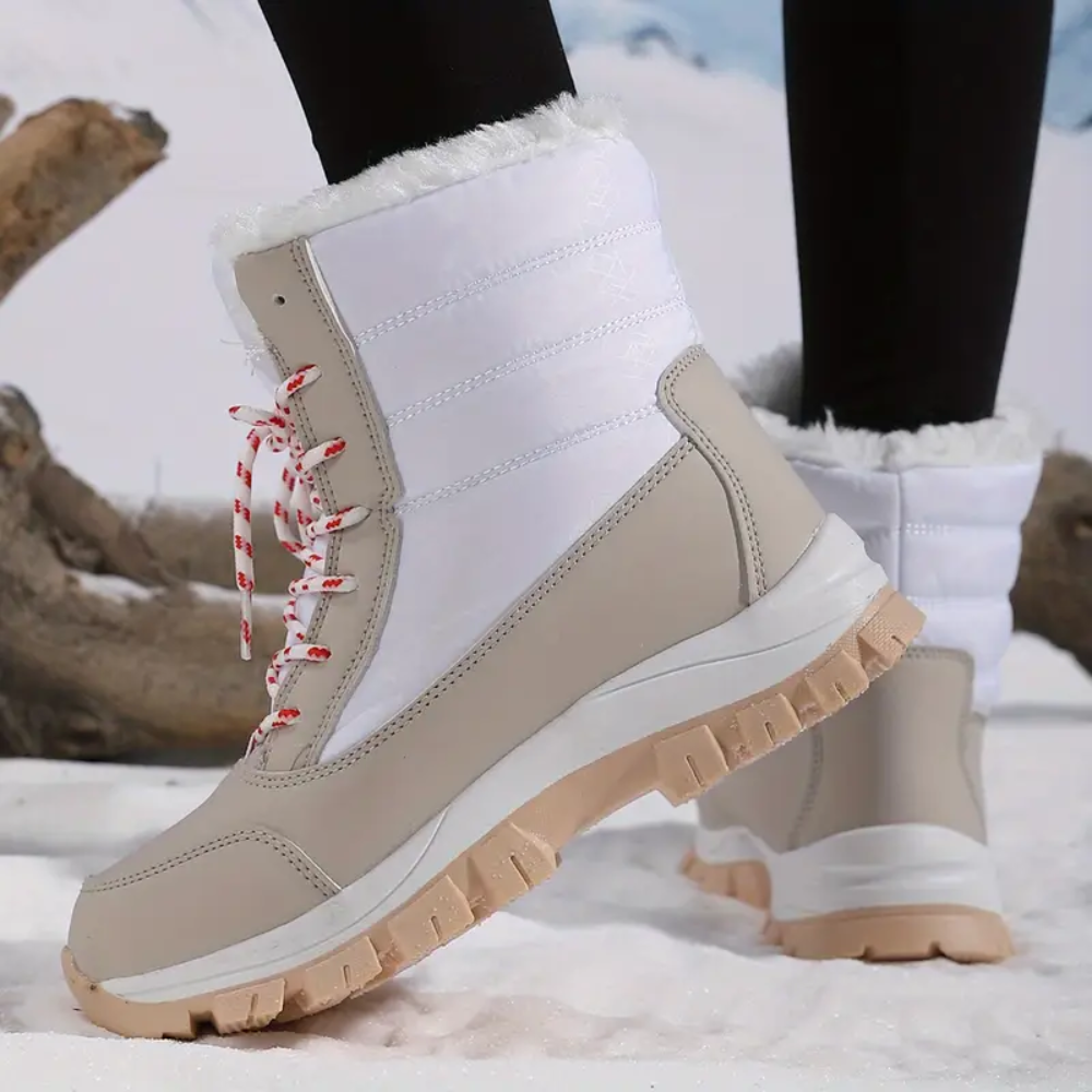Hoge snowboots voor dames met veters en pluche kraag