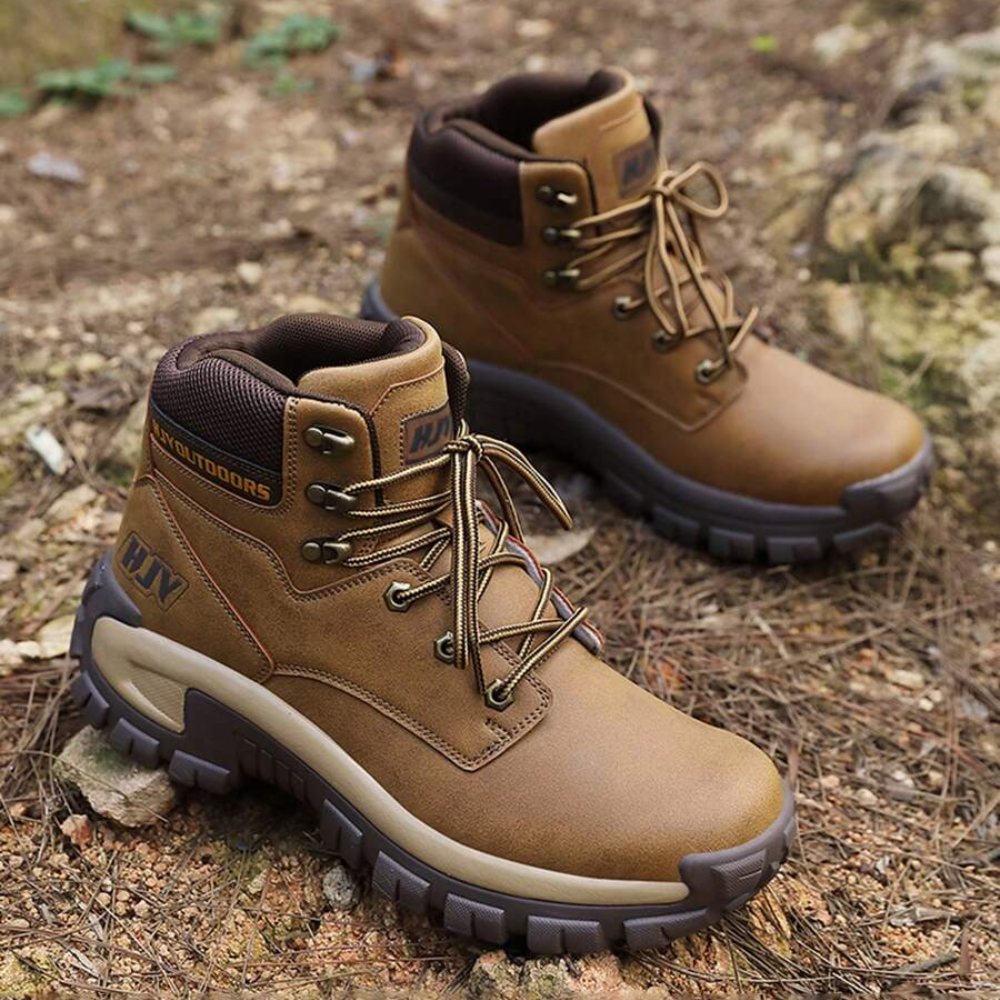 Hoge wandelschoenen voor heren met profielzool en gevoerde kraag