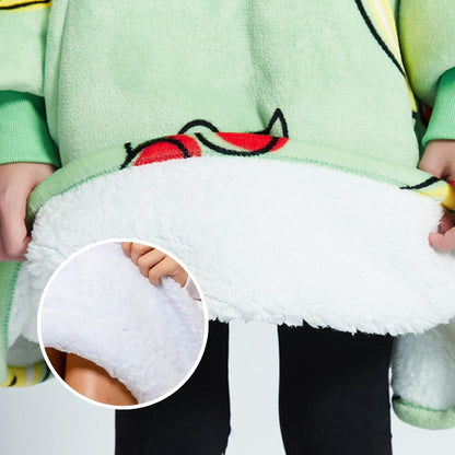 Mintgroene Kinder Hoodie Deken met Fruitprint